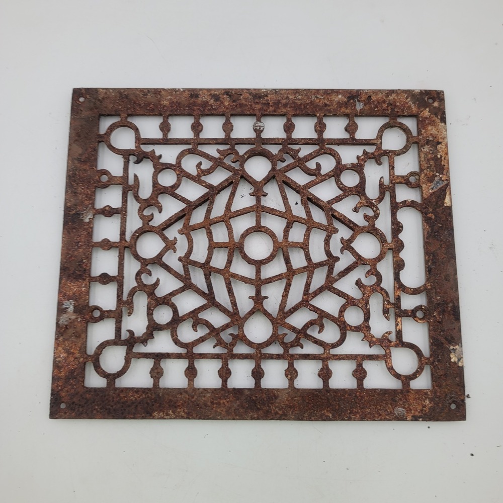 Vintage Cast Iron Floor Grates Ornate Heat Duct Register Vent VTG
